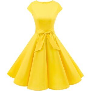 Women's Vintage 1950s Cap Sleeve A Line Cocktail Dress Retro Prom